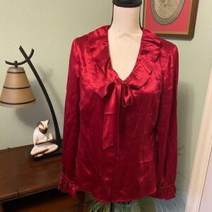 Alfani Rich Red Satin Blouse with Bow